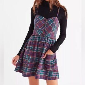 URBAN OUTFITTERS FLANNEL BUTTON DOWN MINI DRESS